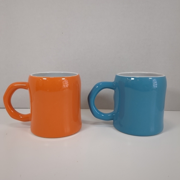 Sugar Skull coffee mugs, blue and orange, day of the dead, Halloween, both mugs - Picture 3 of 8